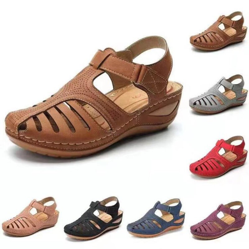 Sandalias de verano para Mujer, zapatos correctores de juanete, tacones ortopédicos de primera calidad, zapatos vulcanizados con cuña
