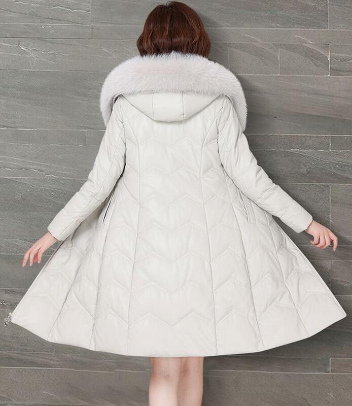Veste d'hiver en cuir véritable pour femme, veste en peau de mouton véritable, Parkas en peau de mouton grande taille, 2023