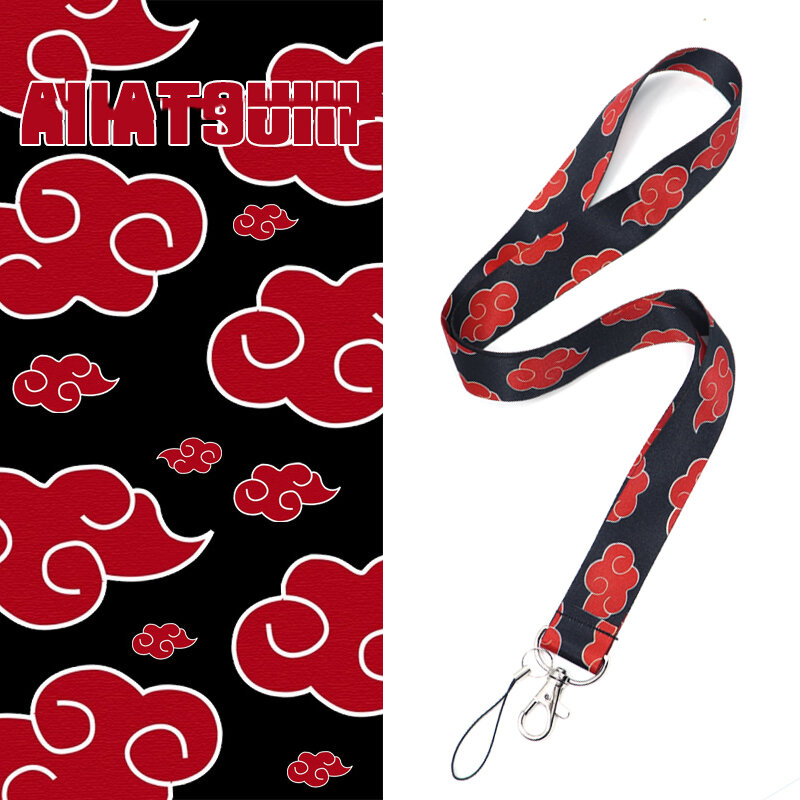 Anime Red Cloud Lanyard Neck Strap for Phone Key Webbing Ribbons Lanyards Accessories Neckband ID Card Rope Gift