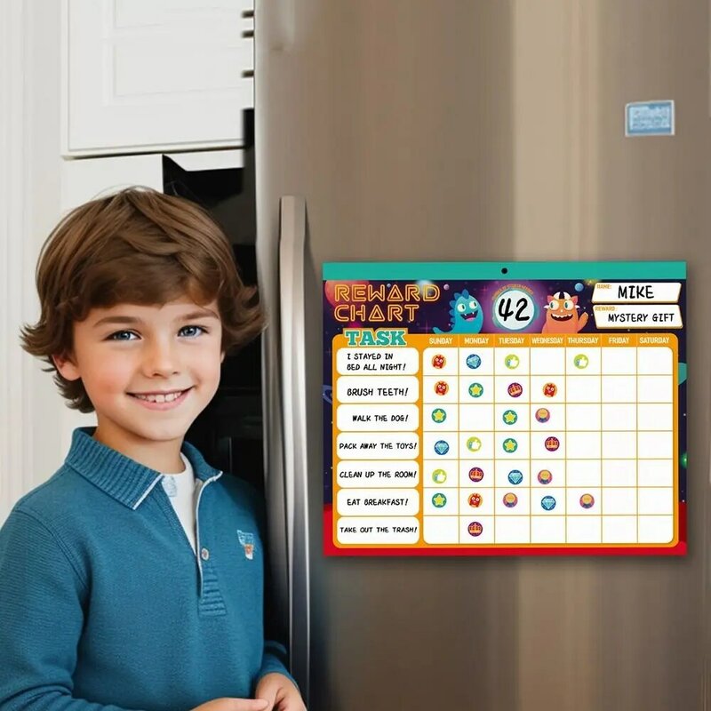 Motivate Responsibility Behavior Reward Chart Tear Sheet Cartoon Kids Behavior Chart Motivation Stickers Full Magnet Backing
