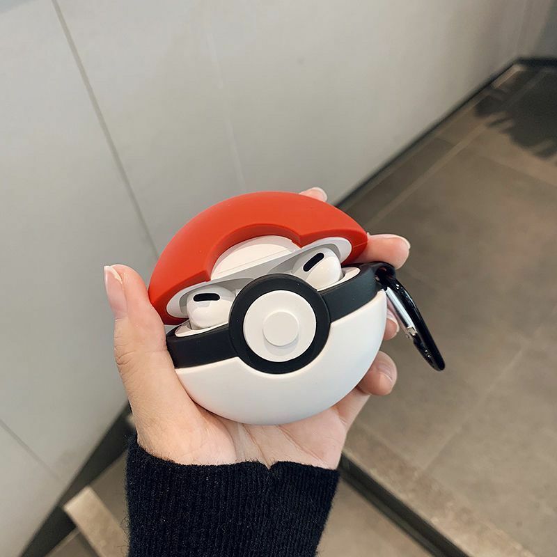 Étui Airpods Pokémon Ball rouge Kawaii, étuis pour écouteurs en silicone souple, accessoires d'anime mignons, jouet, mode Ins, Airposie 1, 2, 3, pro 2