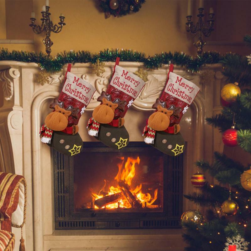 Skarpetki torebki świąteczne prezenty worek na cukierki łoś choinka Santa bałwan wiszący Ornament nowy rok dekoracje Christma