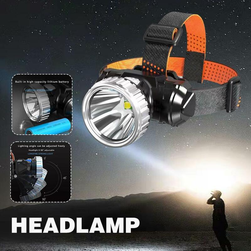 Lampe de poche montée sur la tête pour la pêche de nuit, la course en plein air, le camping, l'exploitation minière, le sauna aste par USB, la lumière de bain T25