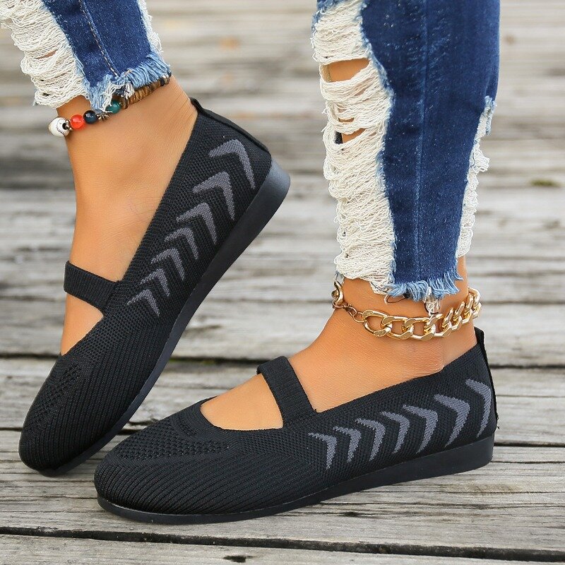 Zapatos sepatu wanita, sepatu ibu nyaman warna polos anti Slip sol lembut, sneaker datar jala bernafas musim panas
