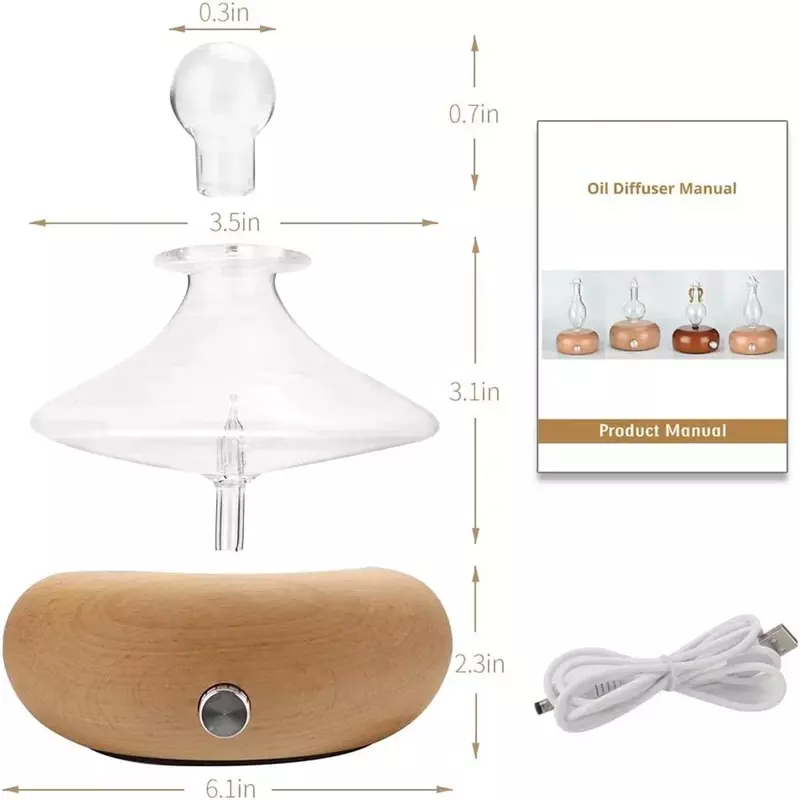 25ML Waterless Nebulizing Essential Oil Diffuser For Best Aromatherapy Beech Wood Glass Diffusing Hight Efficiency for Home