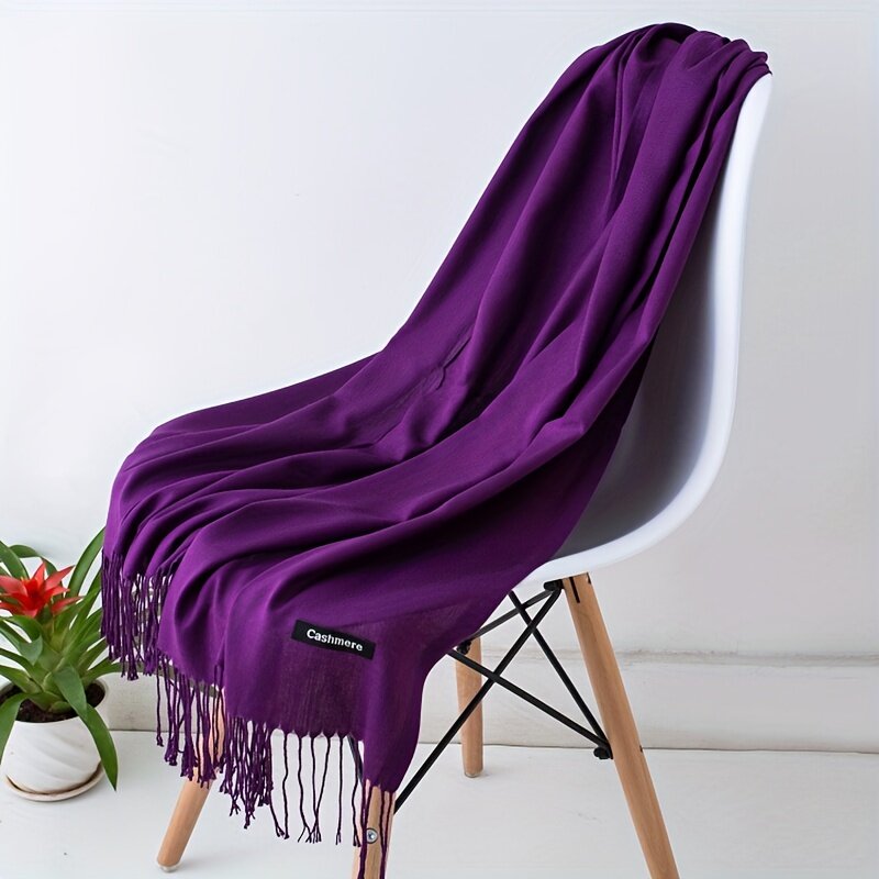 2024 neue einfarbige Hijab dünne atmungsaktive Schal einfachen Stil weichen warmen Quaste Schal für Frauen