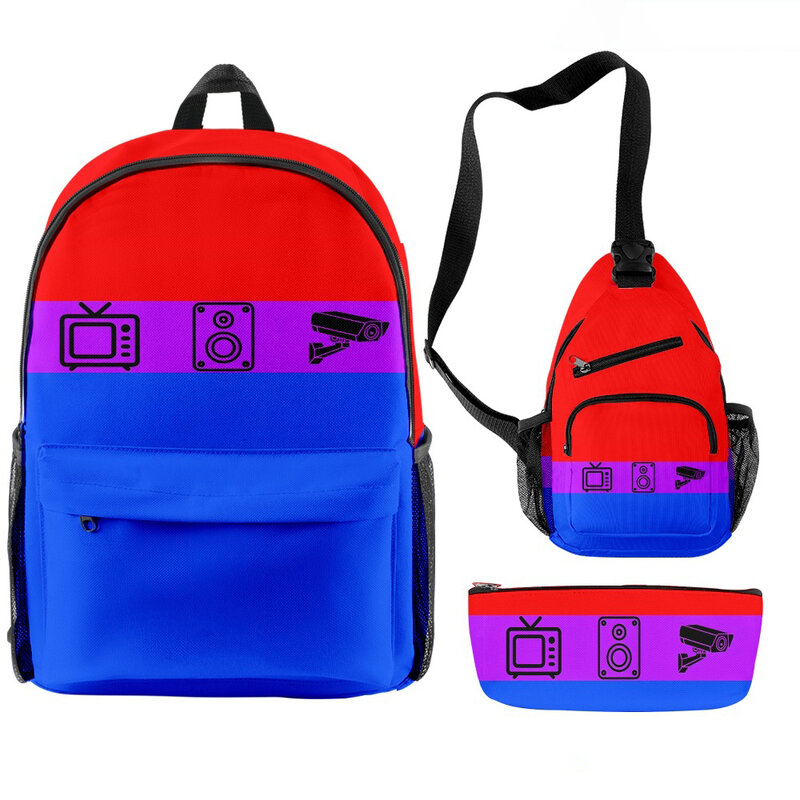 Skibidi унитаз Мультяшные рюкзаки 2023 новые игровые рюкзаки 3 шт. наборы закрывающийся на молнию рюкзак сумка на плечо сумка-карандаш