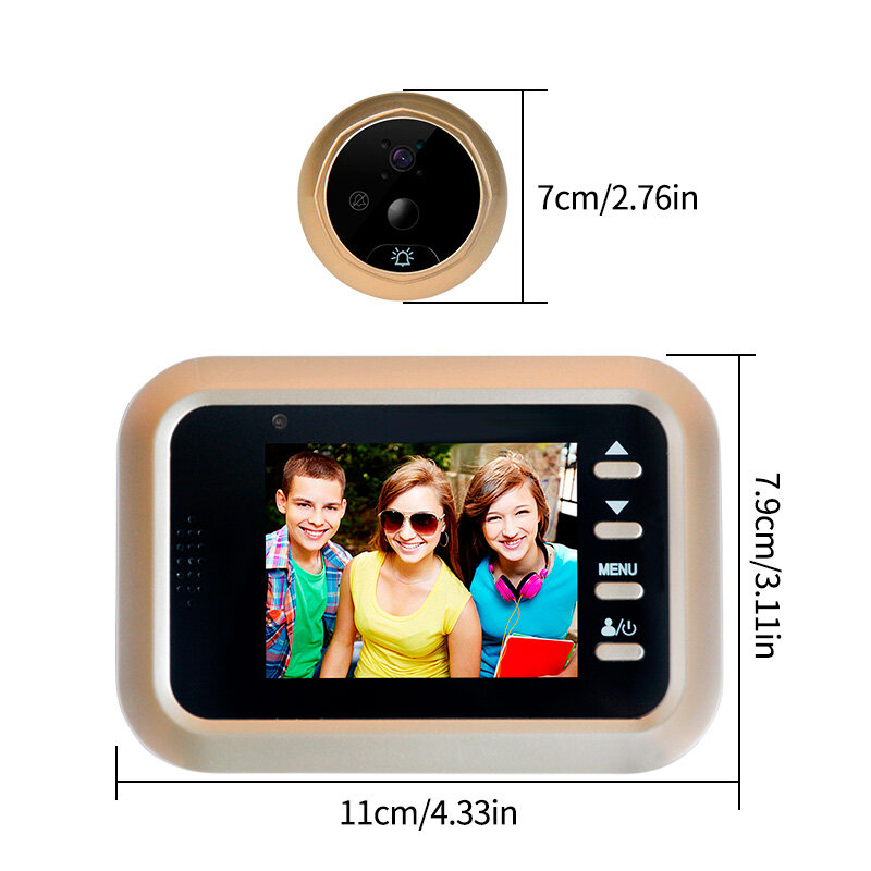 KERUI 2.4 inch PeepHole Digital Doorbell Camera with Motion Sensor 115 Degree Angle Peephole Viewer Cat Eye Visual Doorbell