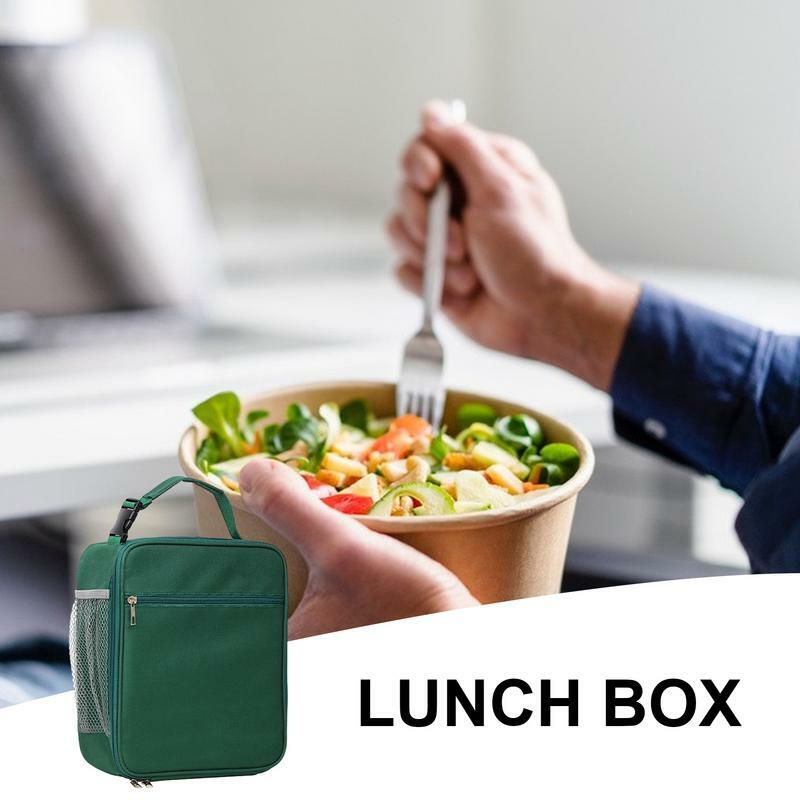 Torba termiczna pudełko na Lunch duży torby na Lunch dla kobiet z bocznymi siateczkowa kieszeń i dużym izolowanym uchwytem, pudełko na Lunch wielokrotnego użytku utrzymuje jedzenie na gorąco