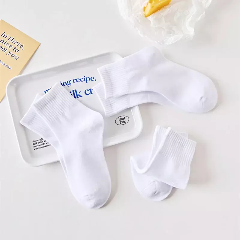Optics-Chaussettes blanches en coton pour enfants de plus de 3 ans, tube moyen absorbant la transpiration, respirantes, pour le sport, pour garçons et filles