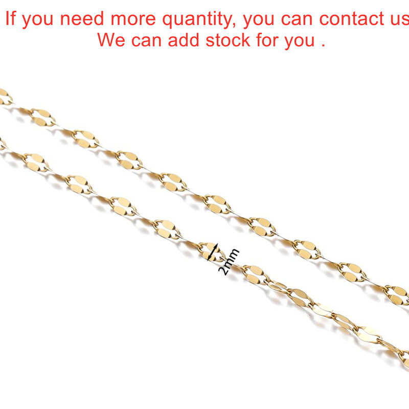 No Fade 2Meters Stainless Steel Chains Gold Color Lips Beads Beaded Chain for Jewelry Making DIY Necklace Bracelet Accessories