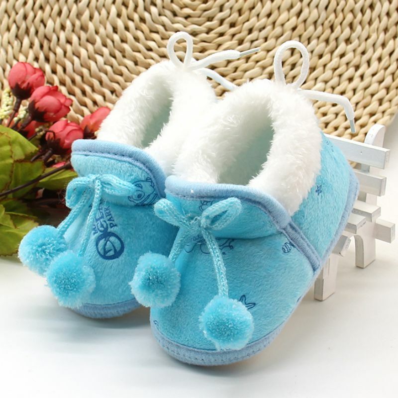 New Baby Non-Slip Soft-Soled Shoes Plus Fleece Thick Toddler Shoes Baby Travel Party Warm Boots Children'S Clothing Accessories