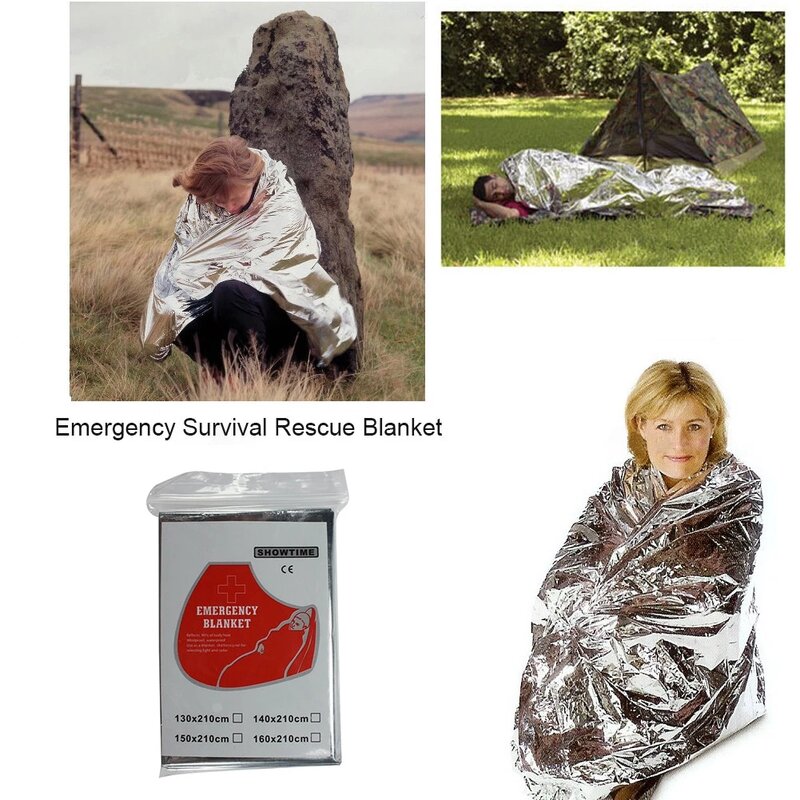 1PC Outdoor Emergency Survival Waterproof Tactical Life Rescue Body Heat Brace Belt tenda Foil coperta di protezione termica