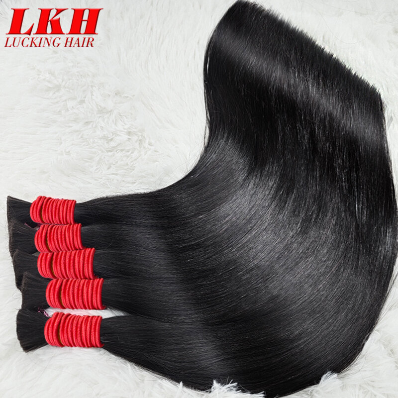 Bundles de cheveux humains bruts noirs vierges pour tressage, extensions de cheveux 100% humains, indien, vietnamien, russe, Remy, en vrac, livraison gratuite