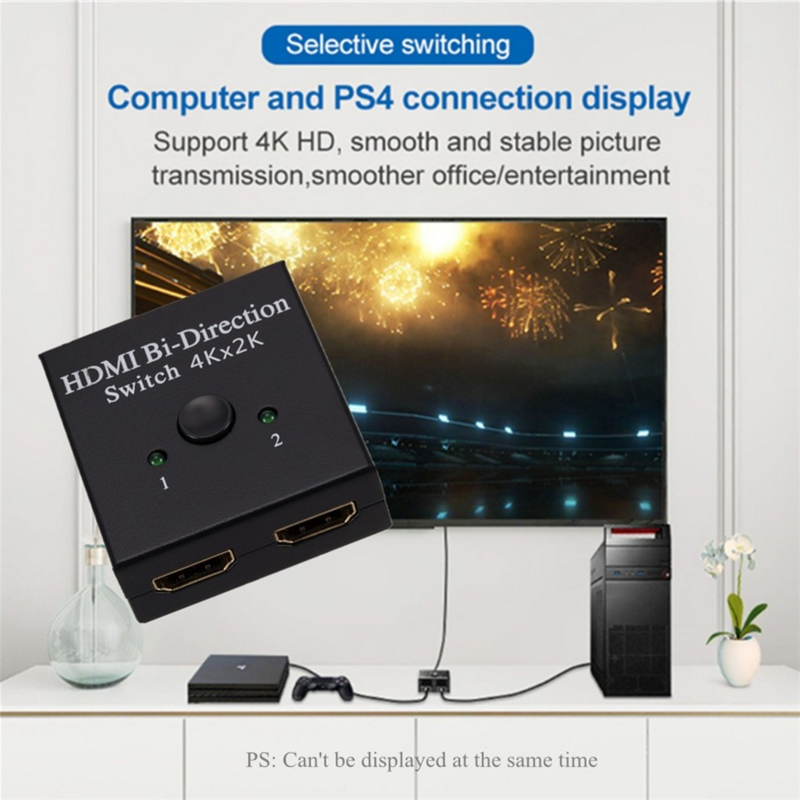 محول YIGETOHDE 4K x 2K UHD 2 منفذ ثنائي الاتجاه يدوي 2x1 1x2 HDMI AB مفتاح HDCP يدعم 4K FHD Ultra 1080P لجهاز العرض