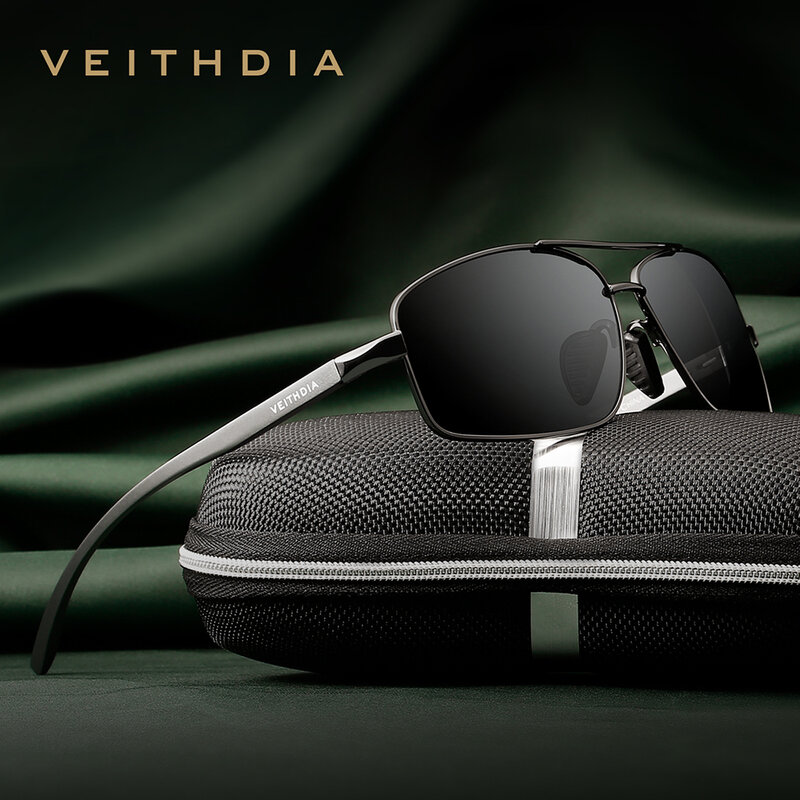 VEITHDIA-gafas de sol polarizadas para hombre, lentes con montura de aluminio, Estilo Vintage, UV400, 2458