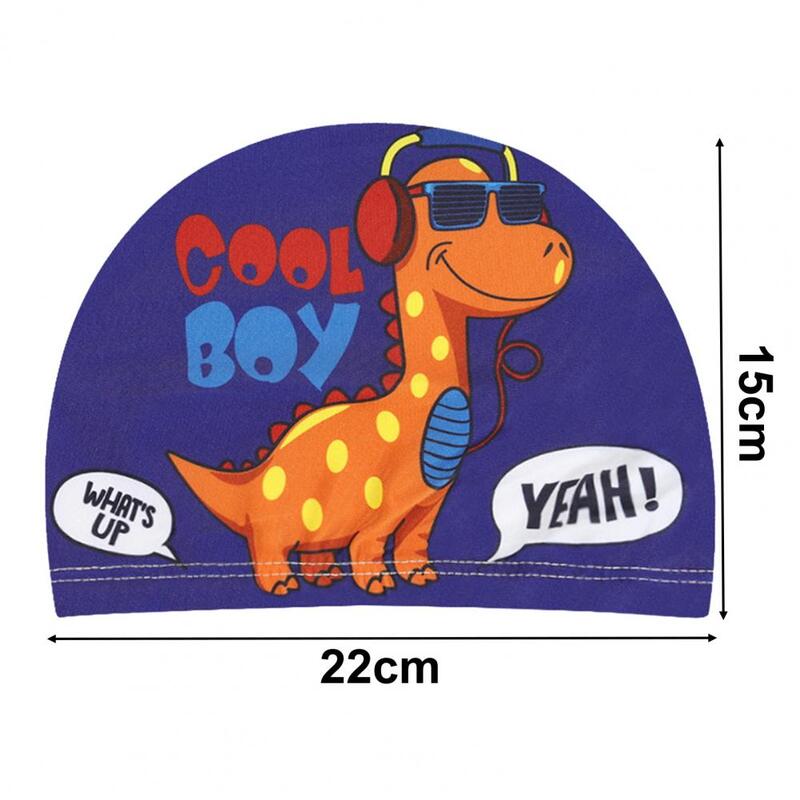 Kids Swimming Hat Bathing Hat Quick-drying Breathable Swim Pool Hat for Children with Cartoon Print High Elasticity Ear