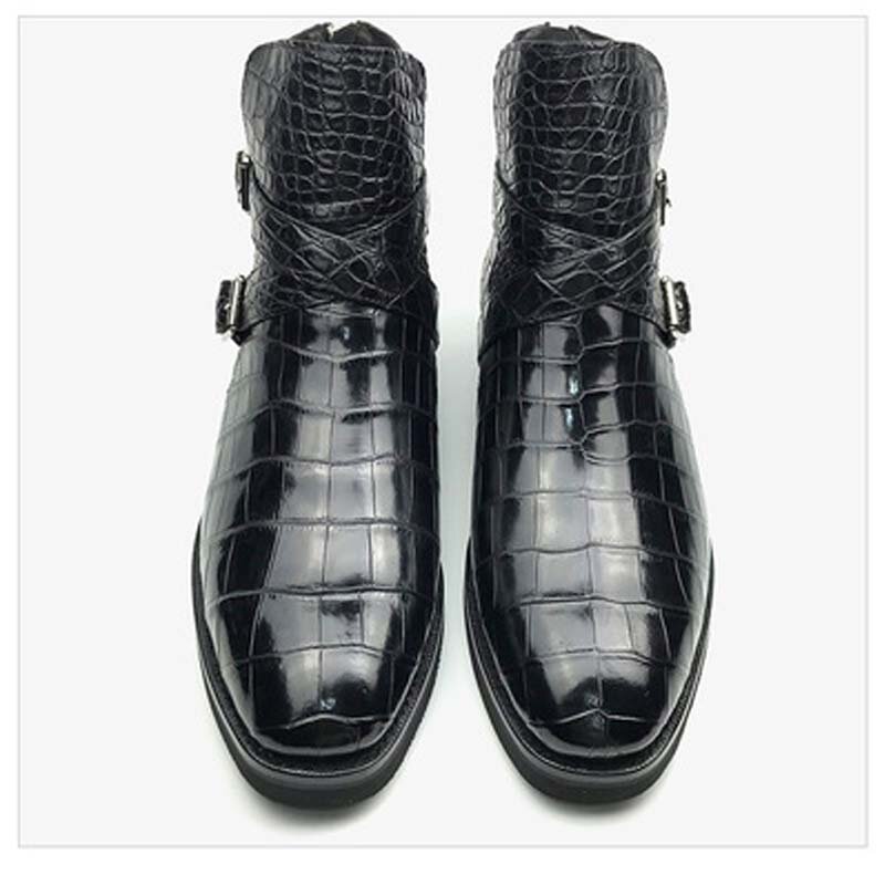 Chue-Botas de piel de cocodrilo para hombre, zapatos de alta ayuda, a la moda, 2022