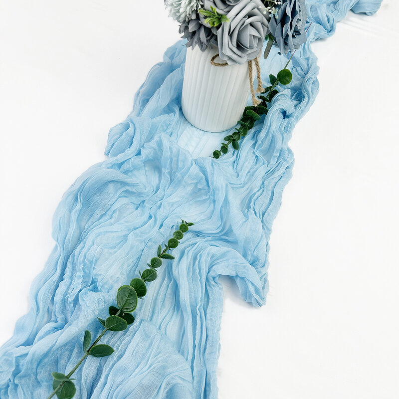 Полупрозрачная небесно-голубая марля, ткань для оформления стола, винтажные искусственные рождественские банкеты, арки, Декор