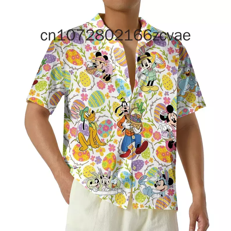 Camisa hawaiana de Disney para el Día de San Valentín, camisa hawaiana de manga corta con botones, informal, a la moda, para hombre y mujer, novedad de 2024