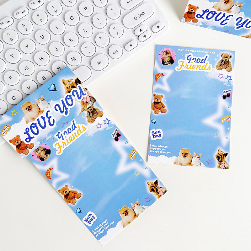 10Pcs Cartoon Bear Paper Card Back Hard Paper Sleeves Photocards Protective Packaging Gift DIY Material