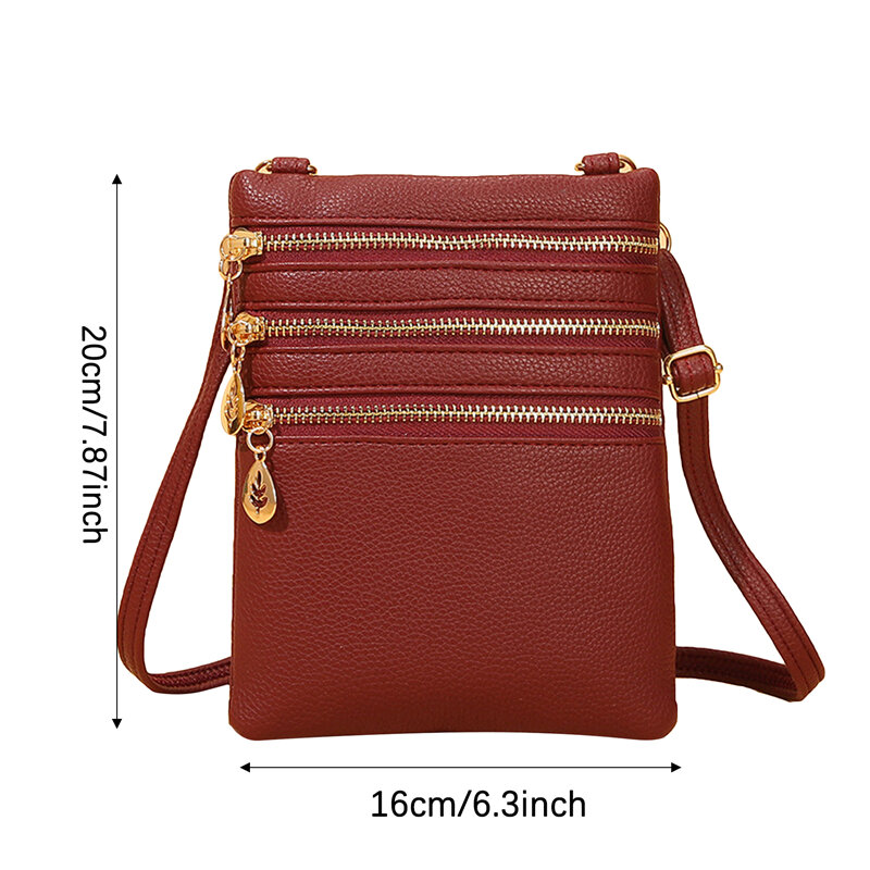PU Leather Women Messenger Bag Zipper Design Solid Crossbody Bags for Women Fashion Shoulder Bags Purse Clutch Phone Wallet