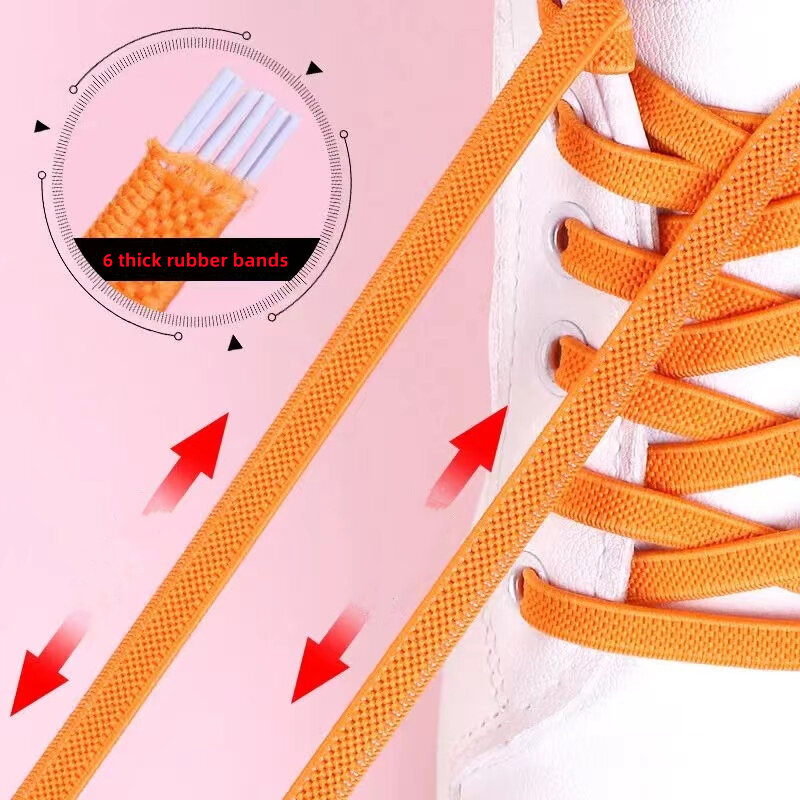 No Tie Flat Elastic Shoelaces para crianças e adultos, Tênis de lazer ao ar livre, Lazy Laces, Caminhada e tênis de corrida, Segurança rápida
