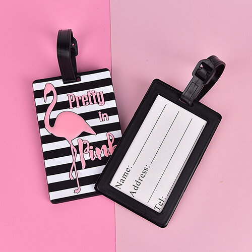 1 pz moda carino Flamingo bagagli tag valigia stile cartone animato silicone portatile etichetta da viaggio valigia ID indirizzo nome titolare