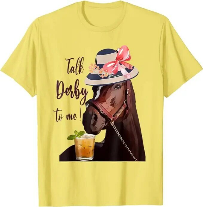 Camiseta de corrida de cavalos manga curta, Talk Derby to Me, Mint Juleps, Cavaleiros engraçados, T gráfico do dia, Tops presentes