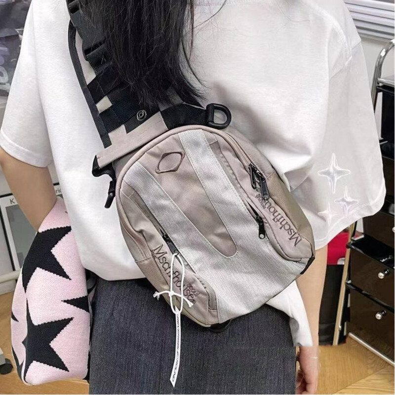 Tas dada Chic kasual untuk wanita, tas selempang serbaguna Korea untuk wanita, tas Gym olahraga tas dada