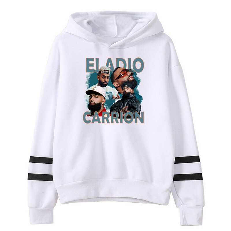 Eladio Carrion Retro Hoodie Vintage Graphic Pocketless Parallel Bars Sleeve Streetwear Women Men Sweatshirt Fashion Clothes