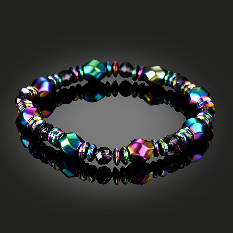 Unisex Weight Loss Multicolor Magnetic Hematite Beads Bracelet Health Care