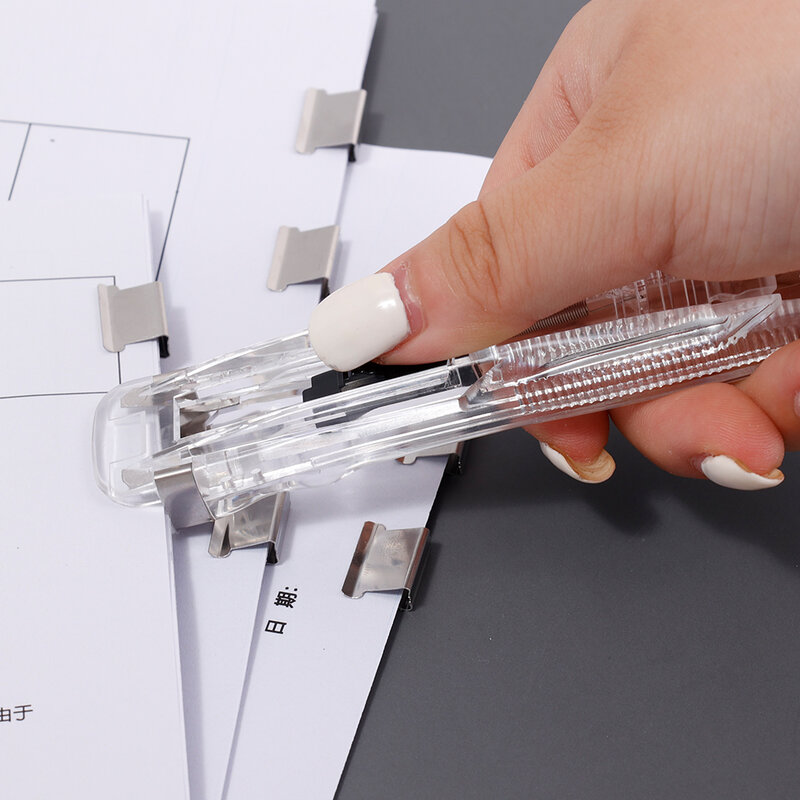 Push Clamp Cliper กระดาษมือถือ Binding คลิปกระดาษเติมหมึกไม่ความเสียหายกระดาษสำนักงานโรงเรียนเครื่องเขียนนักเรียน