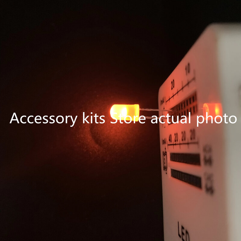 F5 LED de alto brilho, inserido diretamente na cabeça redonda, laranja emitindo, 5mm, 50pcs