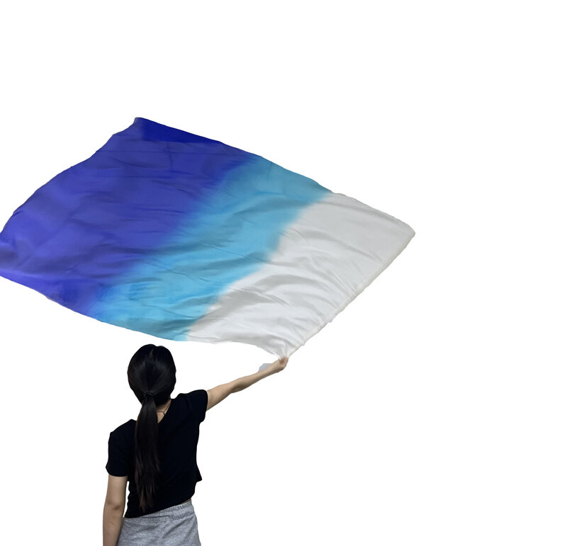ธงบูชาพร้อมแท่งม้วนผ้าไหมทรงสี่เหลี่ยมผืนผ้าริบบิ้นลายธงชาติเล่น100% syal Sutra สำหรับเต้นระบำหน้าท้องธงกลางแจ้งสำหรับเต้นรำ