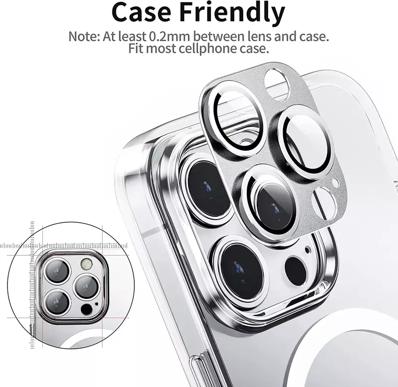 Protector de lente de cámara de cubierta completa para iPhone 14 Pro Max, vidrio templado para iPhone 11, 12, 13, 15 Pro Max, Mini Protector de cámara