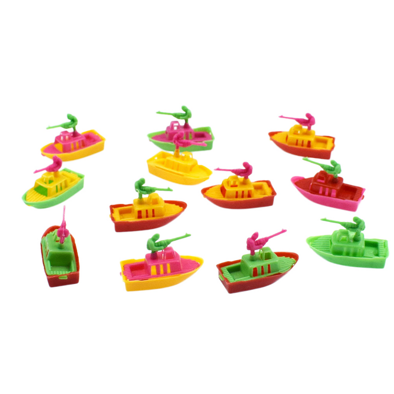 Mini Barco de plástico de 20 piezas para niños pequeños, juguete de simulación de combate, Color mixto