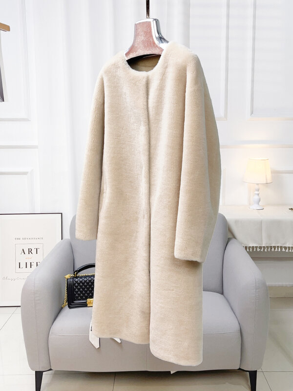 2024 inverno New Grain Fleece Sheep Cut Fleece Fur cappotto di pelliccia integrato cappotto di lana di agnello allentato girocollo da donna