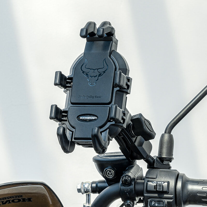 ROCKBROS-Suporte giratório do telefone para a motocicleta, alumínio, antiderrapante, suporte ajustável do telefone, suporte da bicicleta elétrica