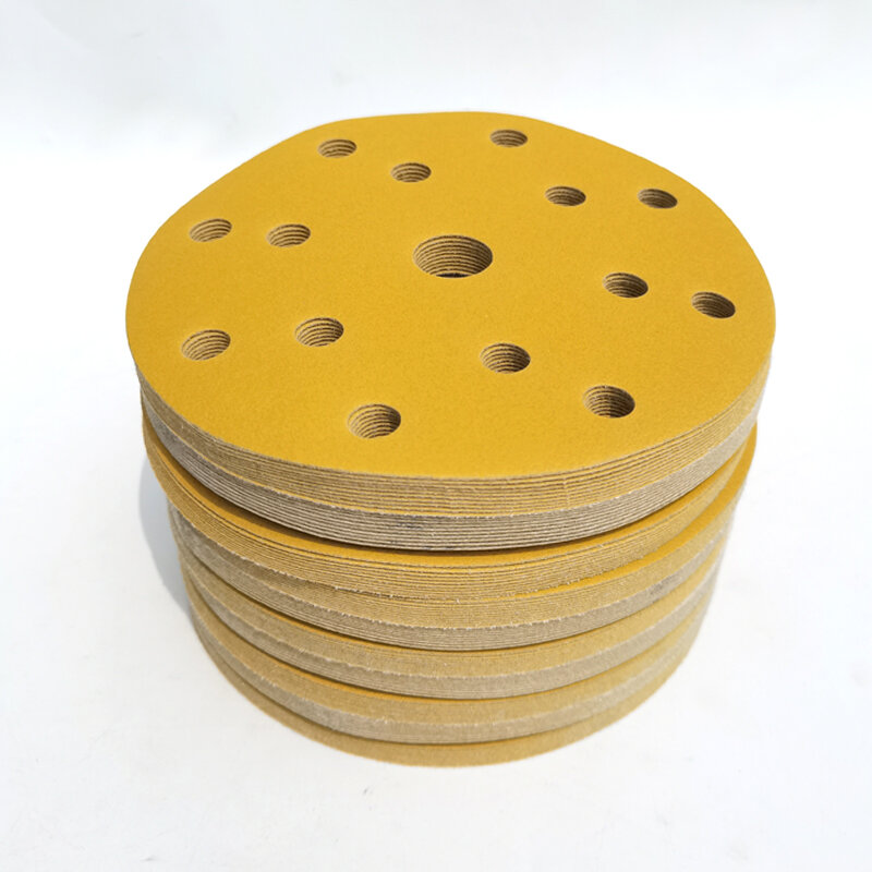 10 Pcs 6 Inch 15 Hole Sandpaper Car Dry Grinder Putty Round Self-adhesive Flocking 150mm Sanding Machine Polishing Pad