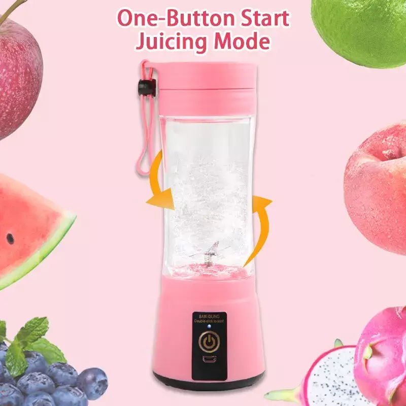 New Mini Portable Blender Bottle USB 6 Blades Fruit Fresh Juicer Smoothies Mixer Machine Crusher Food Processor for Kitchen