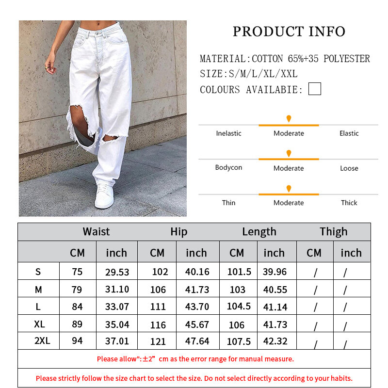 Podarte dżinsy z wysokim stanem damskie letnie cienkie proste nogawki luźne 2024 nowy szczupły szerokie nogawki drapujące spodnie do wycieraczki białe spodnie