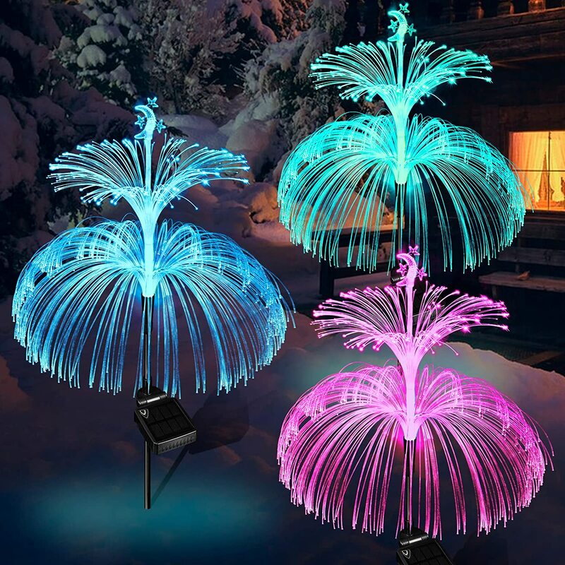 Solar Garden light 7Color Jellyfish Lights Led Optical Fiber Light Smart Light Control Lawn Lamp Outdoor Waterproof Medusa Lamp