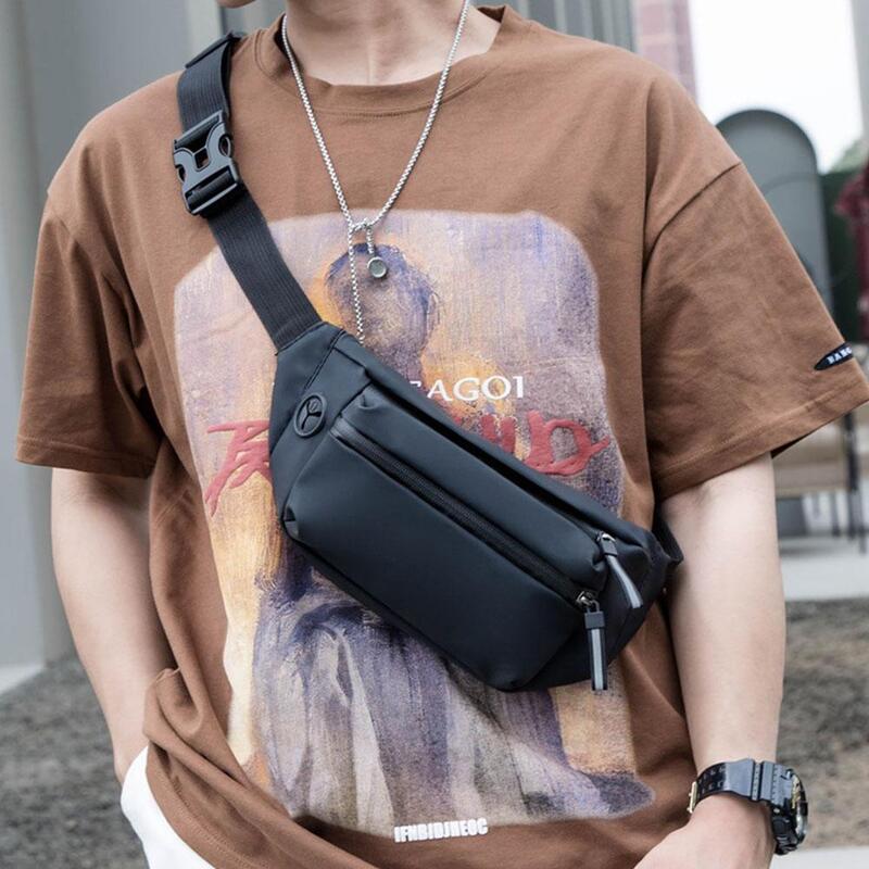 Bolso de pecho impermeable para hombres, riñonera de ocio, deportes al aire libre, bolso cruzado de un hombro, versión coreana de moda, L4O2