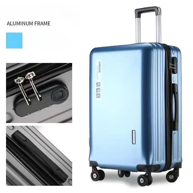 Caja de equipaje con cremallera para mujer, Maleta de viaje con marco de aluminio, resistente a los arañazos, resistente al desgaste, con contraseña, 20 y 24 pulgadas
