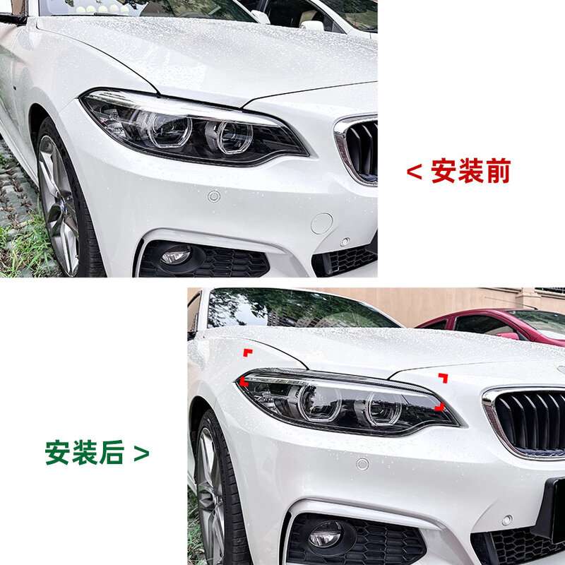 2015 untuk 2019 untuk BMW 2 Seri F22 F23 220i 228i 230i M235i M240i lampu depan mobil jahat alis penutup kelopak mata stiker 3D oleh ABS