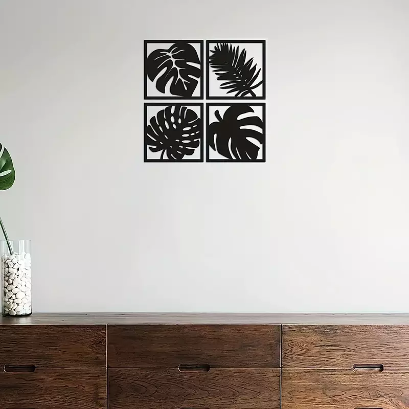 Металлические железные металлические тропические растения, железная настенная подвесная декорация, украшения для помещений, модная настенная декоративная подставка