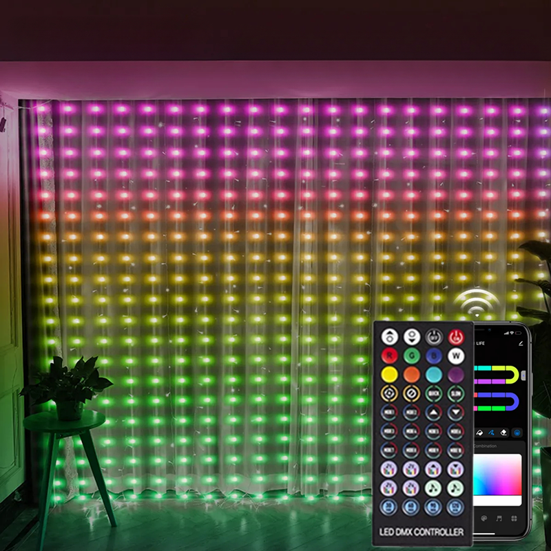 RGB inteligentna dioda LED łańcuchy świetlne świąteczna dekoracja pilot aplikacji USB girlanda kurtyna 3M lampki dekoracyjne ślub wakacje sypialnia na zewnątrz