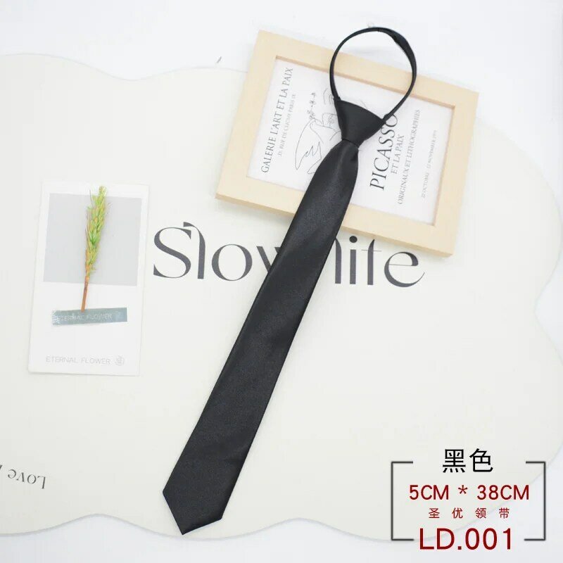 5cm 38cm cravatte semplici per le donne cravatte nere poliestere stretto cerniera cravatta Skinny ragazze cravatte pigre matrimonio Casual cravatta cravatta