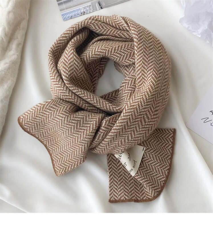 Корейский вариант нового зимнего шерстяного вязального шарфа женский теплый плотный однотонный шарф студенческий Универсальный теплый шарф для шеи для мужчин
